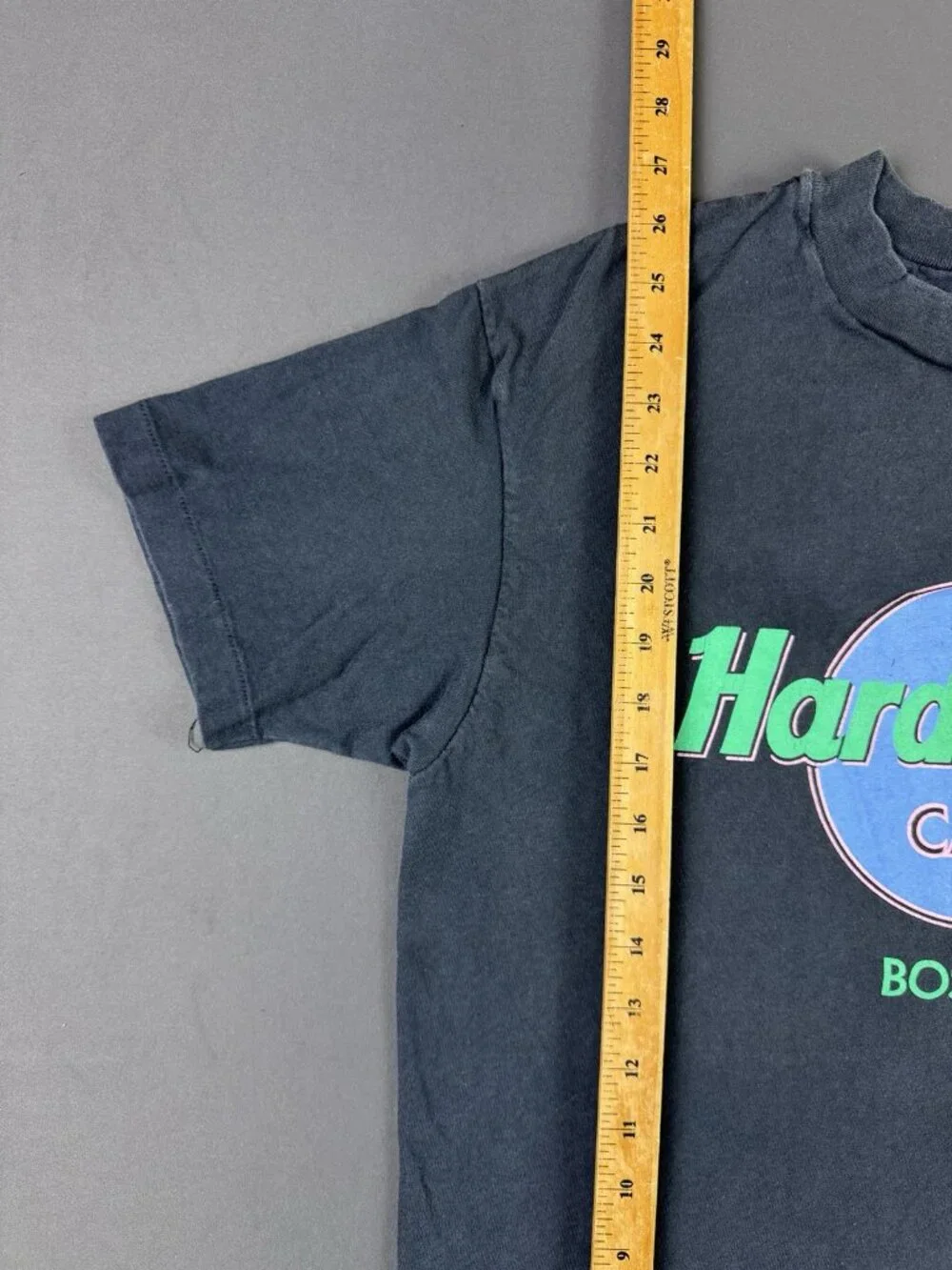 Rare Vintage 90s Hard Rock Cafe Boston Art Sun Fade Black Large Promo Tee - Picture 8 of 8